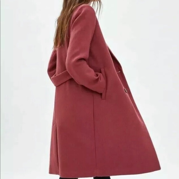 COPY - ZARA PINK MARL LONG WOOL COAT PINK MARL - Picture 12 of 15